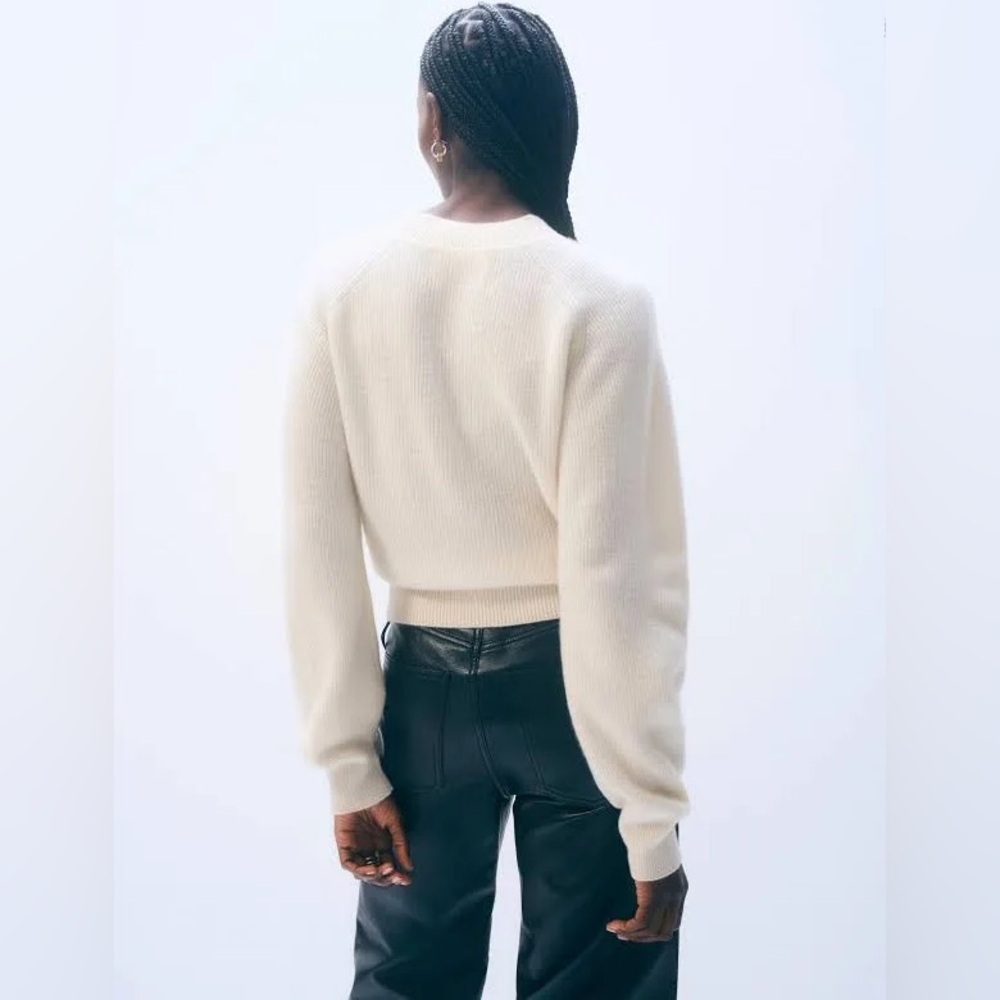 White + Warren Ribbed Button Cuff Crewneck Sweater - Picture 2 of 7